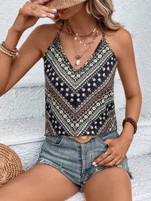 SHEIN VCAY 滿版印花掛脖上衣 - 彩色 - 查看 6