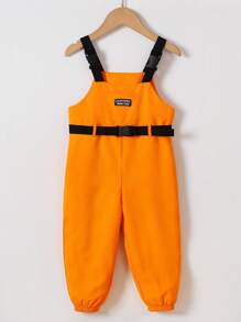 小男童字母貼布金屬扣環腰帶背帶連身褲