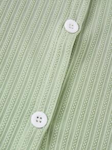 Plus Ribbed Knit Button Front PJ Set - Mint Green - View 4