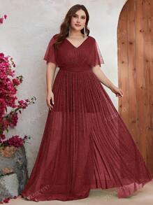 YISIKADO Plus Butterfly Sleeve Mesh Dress