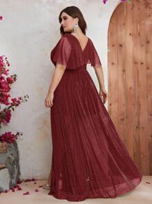 YISIKADO Plus Butterfly Sleeve Mesh Dress
