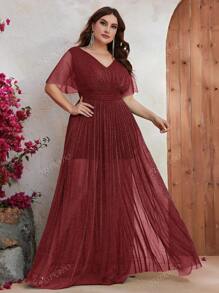 YISIKADO Plus Butterfly Sleeve Mesh Dress