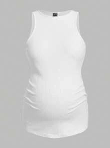 SHEIN Maternity Solid Tank Top - White - View 10