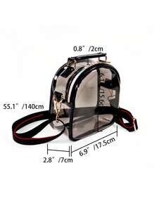 防水時尚迷你透明撞色鑲邊方形包 PVC 時尚，體育場認證 12 X 12 X 6 透明透明錢包袋適合音樂會體育賽事節日 - 彩色 - 查看 3