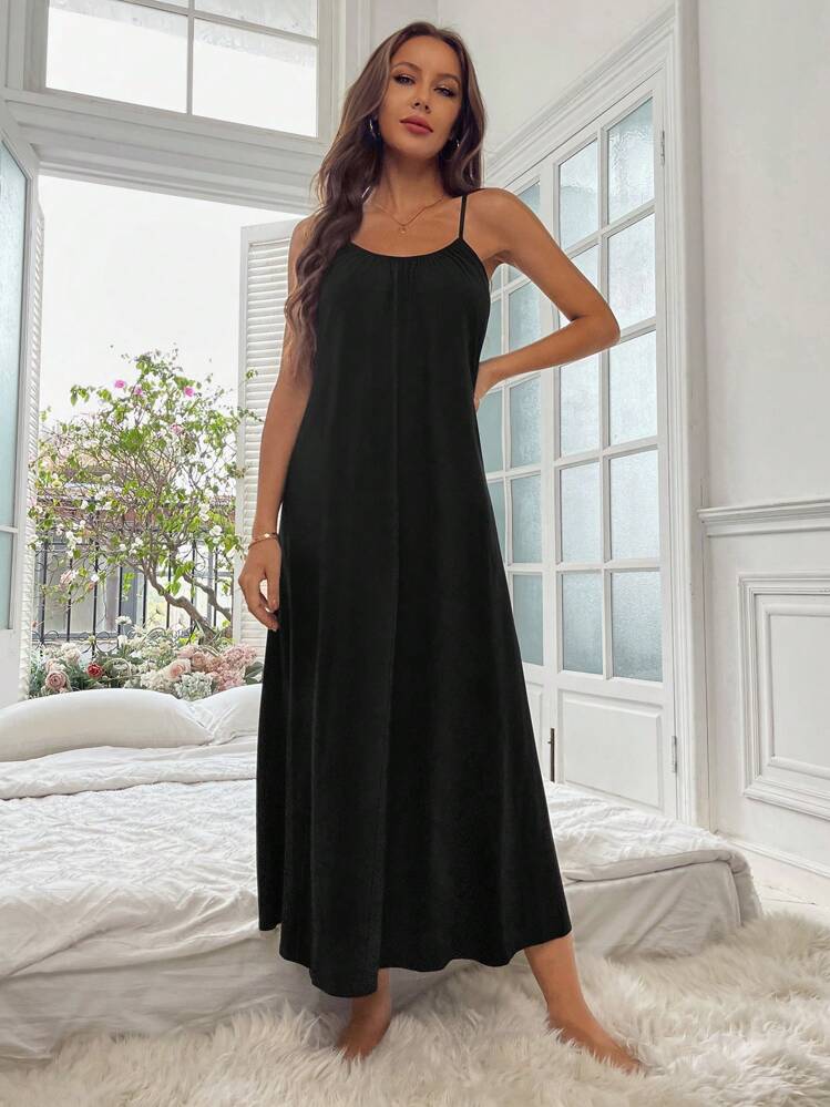 Tie Backless Cami Lounge Dress, Long Dress | SHEIN