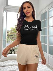 標語圖案休閒服套裝 - 彩色 - 查看 3