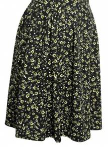 Ditsy Floral Print Keyhole Neckline Dress - Black - View 3