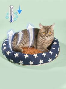 1 Tấm làm mát hình tròn cho thú cưng, kiểu dáng ngẫu nhiên, thích hợp cho chó, mèo, mèo, gấu bông, dệt mùa hè mát mẻ cho thú cưng - Nhiều màu - Xem 1