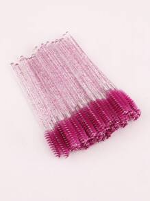 50pcs Disposable Crystal Eyelash Brush Mascara Brushes Wands For Eye Lash Extension, Eyebrow And Makeup Brush For Eyelash Extension Supplies - Hot Pink - View 2