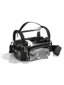 1 Túi đựng mỹ phẩm trong suốt có ngăn chia đựng dụng cụ trang điểm, chống thấm nước và dung tích lớn - Nhiều màu - Xem 2