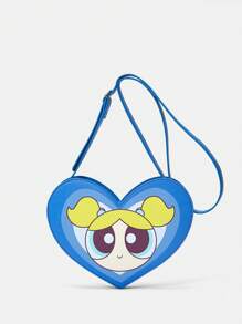The Powerpuff Girls | ROMWE Women's Blue Cartoon Printed Crossbody Bag - Blue - View 6