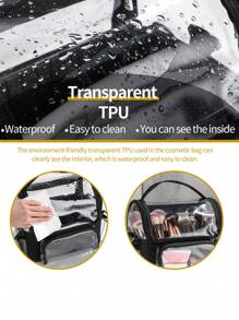 1 Túi đựng mỹ phẩm trong suốt có ngăn chia đựng dụng cụ trang điểm, chống thấm nước và dung tích lớn - Nhiều màu - Xem 8