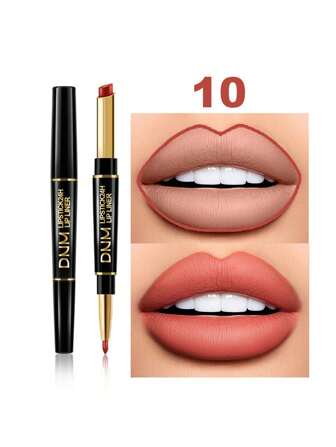 DNM 雙頭口紅和唇線筆,持久防污不粘杯子唇妝