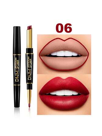 Double Extrémité Rouge À Lèvres & Crayon À Lèvres , Durable Anti-Taches Antiadhésif Coupe Maquillage Des Lèvres
