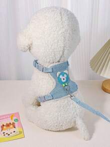 1 PC Cartoon Bear Patch Decor Khai thác thú cưng & 1 PC Dây xích thú cưng cho chó ngoài trời - Màu xanh lam - Xem 2
