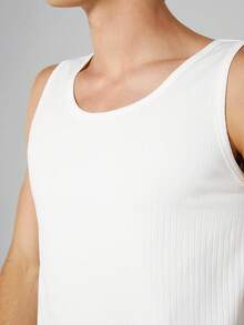 Manfinity NiteLyfe 男士素色背心上衣 - 白色 - 查看 4