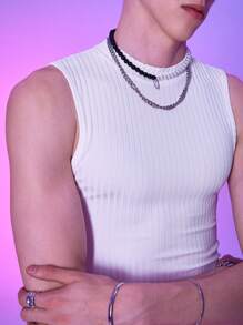 Manfinity AFTRDRK Áo thun & Áo lót Nam Gân đan màu trơn Giải trí - trắng - Xem 6