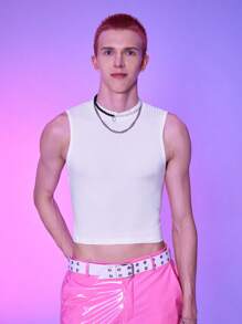 Manfinity AFTRDRK Áo thun & Áo lót Nam Gân đan màu trơn Giải trí - trắng - Xem 1