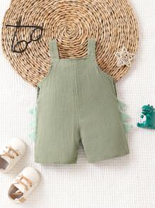 SHEIN Baby Boy Embroidery Overall Romper - Green - View 2