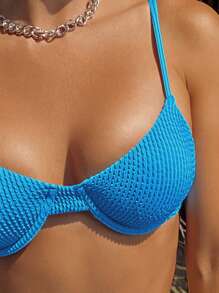 SHEIN Swim Summer Beach Solid Underwire Bikini Set - Baby Blue - View 4