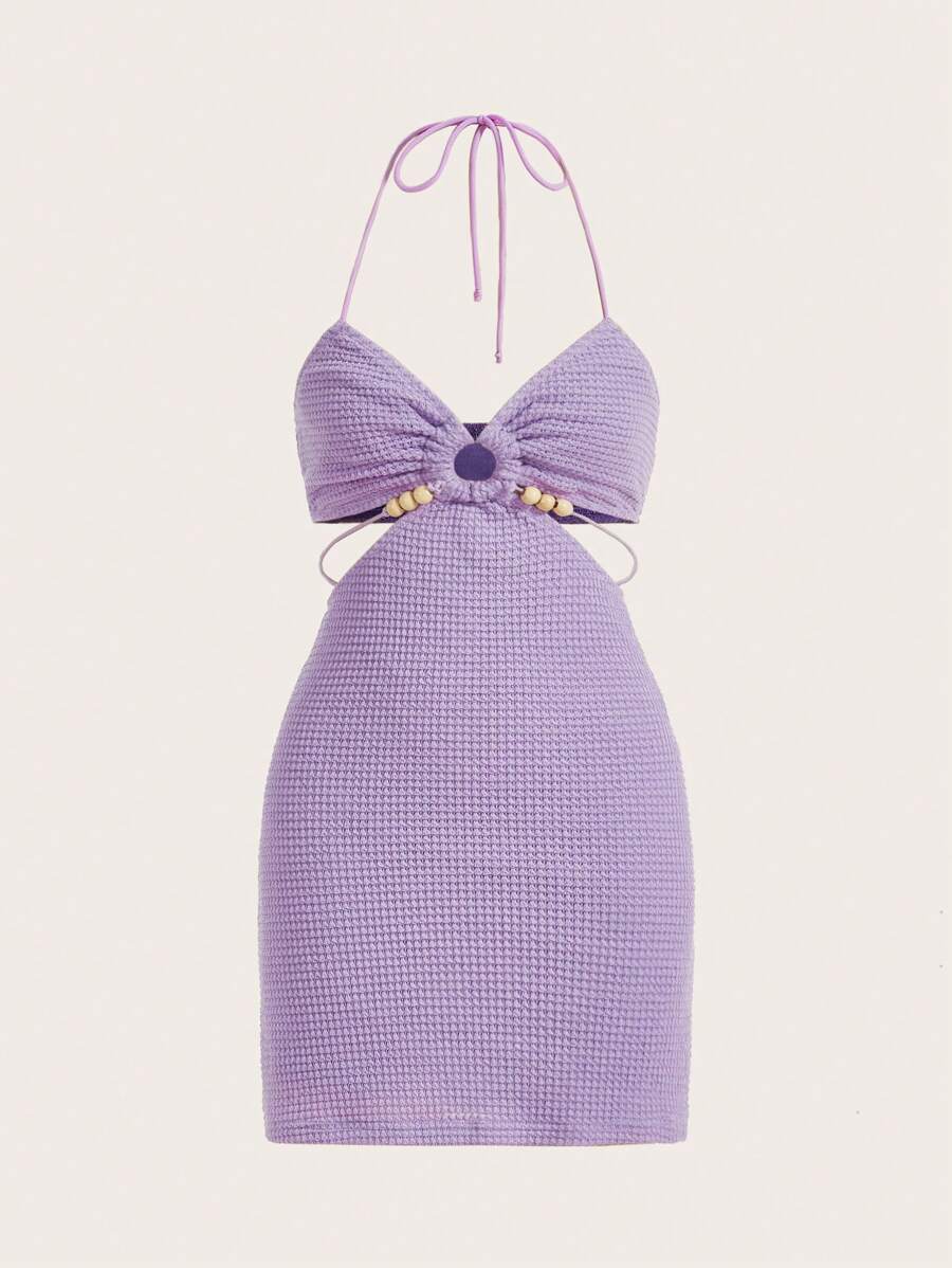 SHEIN ICON Women Dresses Backless Pinggir Cincin Tie Back Plain Seksi - Lilac Purple - View 1