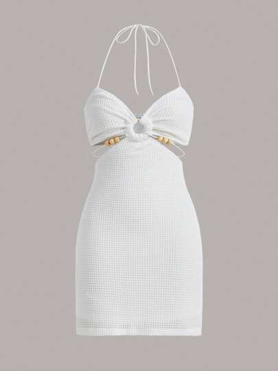 SHEIN ICON Kết cườm Chi tiết Ca-vát Backless Dây Váy bodycon