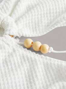 SHEIN ICON Kết cườm Chi tiết Ca-vát Backless Dây Váy bodycon - trắng - Xem 3