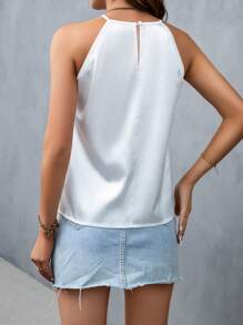 SHEIN Privé Áo khoác và áo lót dành cho xe tăng nữ màu trơn Giải trí - trắng - Xem 2