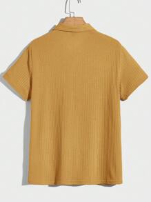 Manfinity Homme Áo thun có cổ Nam màu trơn Giải trí - Màu vàng - Xem 2