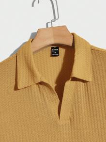 Manfinity Homme Áo thun có cổ Nam màu trơn Giải trí - Màu vàng - Xem 3