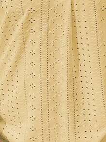SHEIN Clasi 大碼網眼刺繡蝙蝠袖T恤 - 黃色 - 查看 8