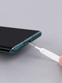 1set Phone Charging Port Cleaning Tool & Dust Plug - Black and White - View 2