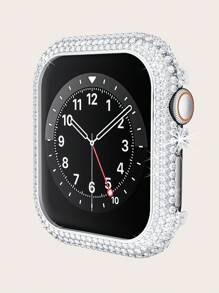 Rhinestone Decor Case Compatible With Apple Watch - Silver - View 1