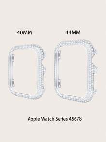 Rhinestone Decor Case Compatible With Apple Watch - Silver - View 4