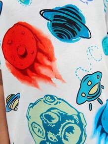 SHEIN 小男童卡通圖案T恤和短褲 - 彩色 - 查看 6