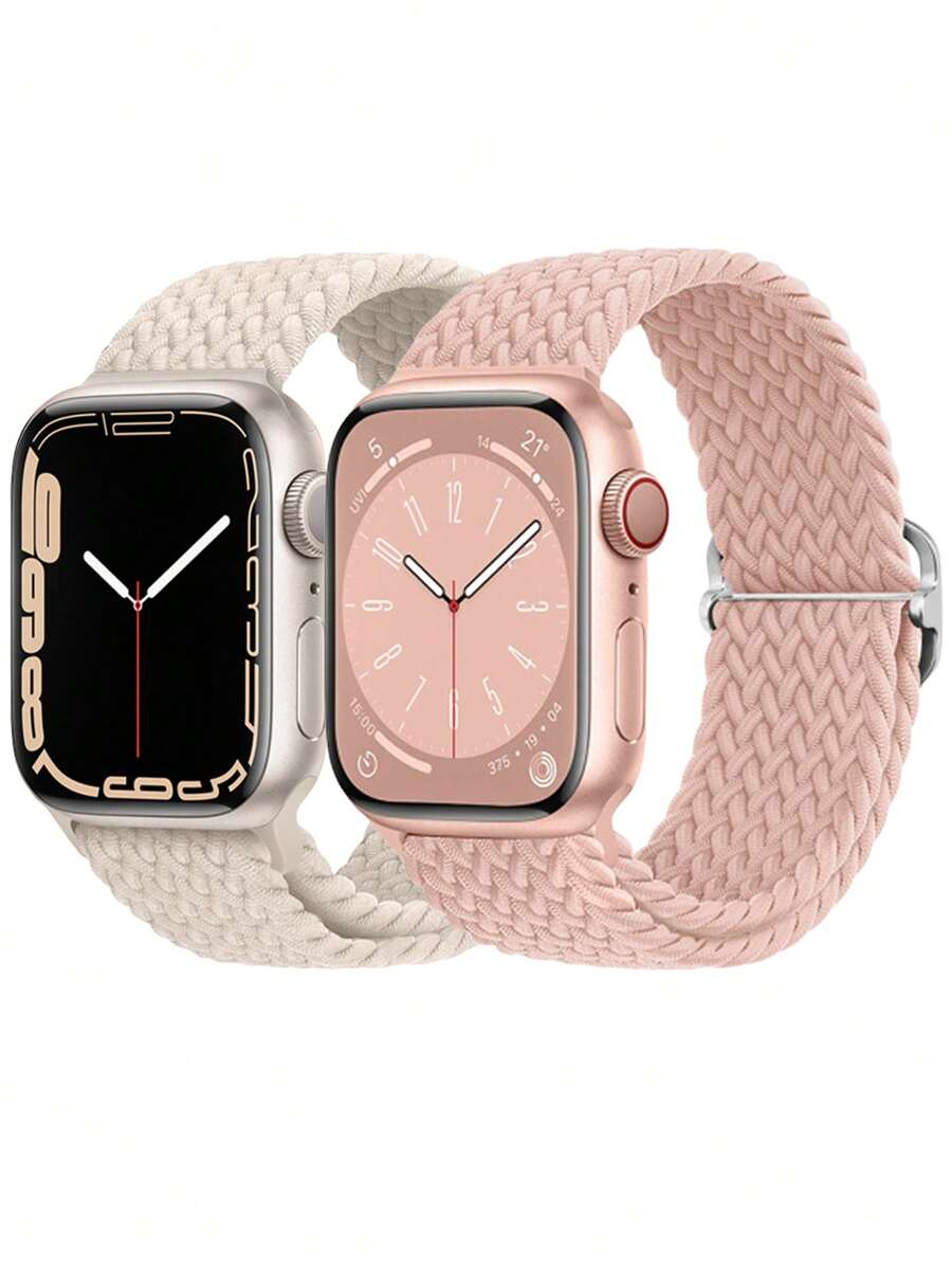 2入組尼龍編織單環兼容Apple Watch 錶帶45 毫米44 毫米40 毫米系列Ultra 8 7 6 5 4 SE 可調節彈性錶帶兼容Apple Watch 3/4/5/6/7/8/SE/Ultra 42 毫米智能錶帶配件