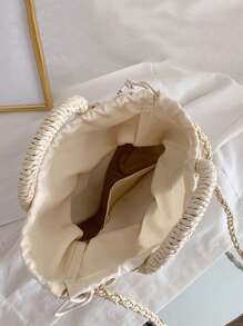 Tropiscape Mini Straw Woven Crossbody Shoulder Bag Daisy Decor Purse Handbag Summer Bag,Perfect For Summer Beach Travel Vacation Beach Autumn Winter Gifts - Beige - View 7