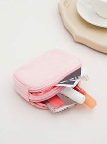 女士钱包，小钱包，拉链钱包，生日礼物，母亲节礼物，日常时尚休闲绗缝细节，男士，学生，亮粉色，返校用品，女士钱包，迷你钱包，零钱包