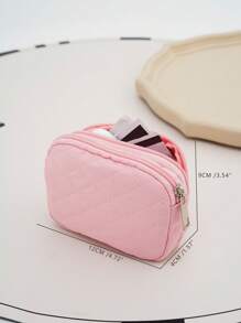 女士钱包，小钱包，拉链钱包，生日礼物，母亲节礼物，日常时尚休闲绗缝细节，男士，学生，亮粉色，返校用品，女士钱包，迷你钱包，零钱包