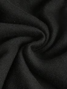 SHEIN Thai sản Lông cừu Eo dây rút Cuộn lên Hem Quần short - màu đen - Xem 7