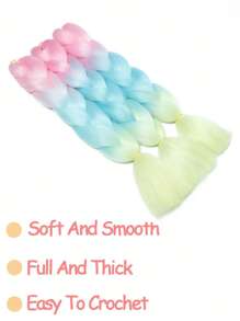 1入組漸層編織接發，預拉伸高溫鉤針編織頭髮 - 彩色 - 查看 6