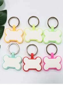 1入組骨設計隨機顏色夜光寵物ID標籤，裝飾用現代矽膠寵物ID標籤 - 彩色 - 查看 1