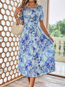 SHEIN LUNE Đầm Hoa Tất cả trên in Boho - Màu xanh nhạt - Xem 5
