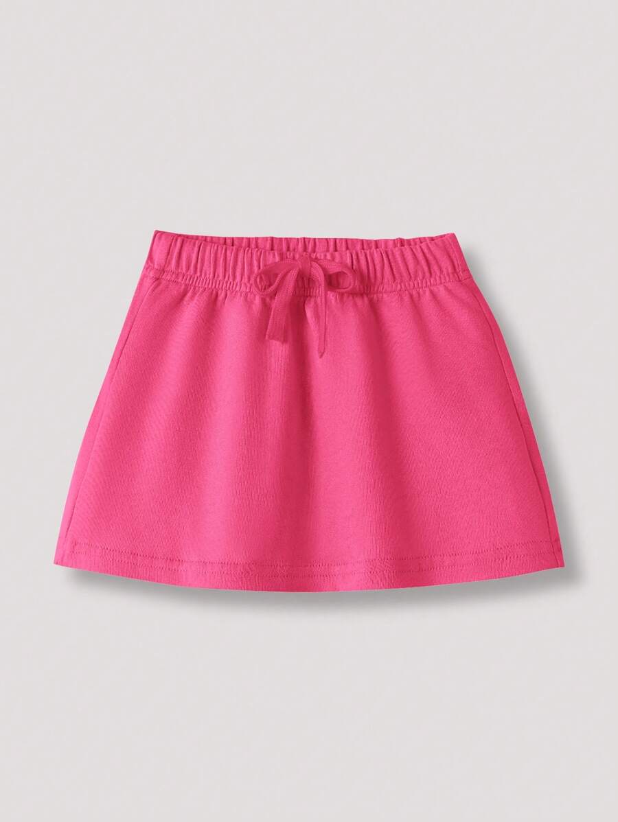 SHEIN Toddler Girls Drawstring Waist Skirt - Hot Pink - View 1