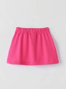 SHEIN Toddler Girls Drawstring Waist Skirt - Hot Pink - View 2