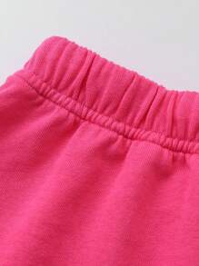 SHEIN Toddler Girls Drawstring Waist Skirt - Hot Pink - View 3