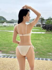 DAZY Bikiniset met strik aan de voorkant, beugels en strik aan de zijkant, zomer, strandoutfits voor dames, tankinibadpak