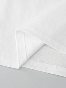 SHEIN Camiseta Casual De Hombro Caído De Color Sólido De Manga Corta Con Cuello Redondo De Verano Para Niños Preadolescentes - Blanco - Ver 6