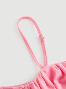 SHEIN MOD Vestido de hombros descubiertos ribete con fruncido pecho con fruncido dos bajo a capas - Rosa - Ver 3