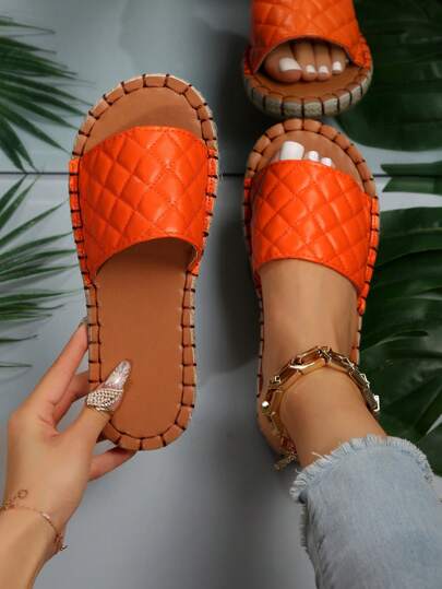 Plus Size Casual Woven Strap Rope Sole Slippers, Plaid Beach Sandals,Spring Summer Outfits